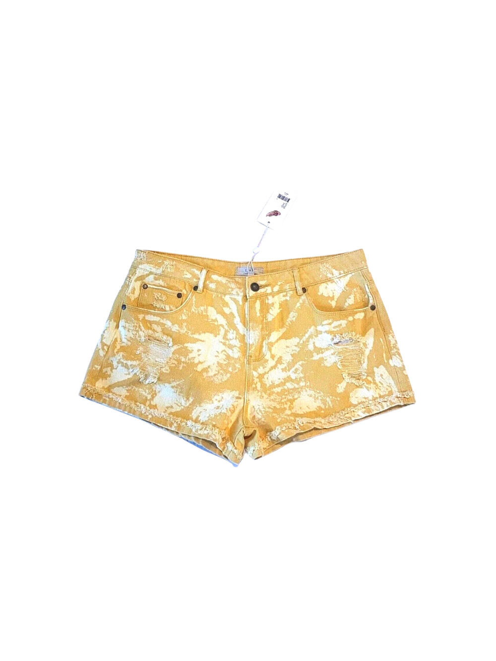 Chelsea & Violet Shorts Distressed Denim High Rise Yellow/White Women's Size 31